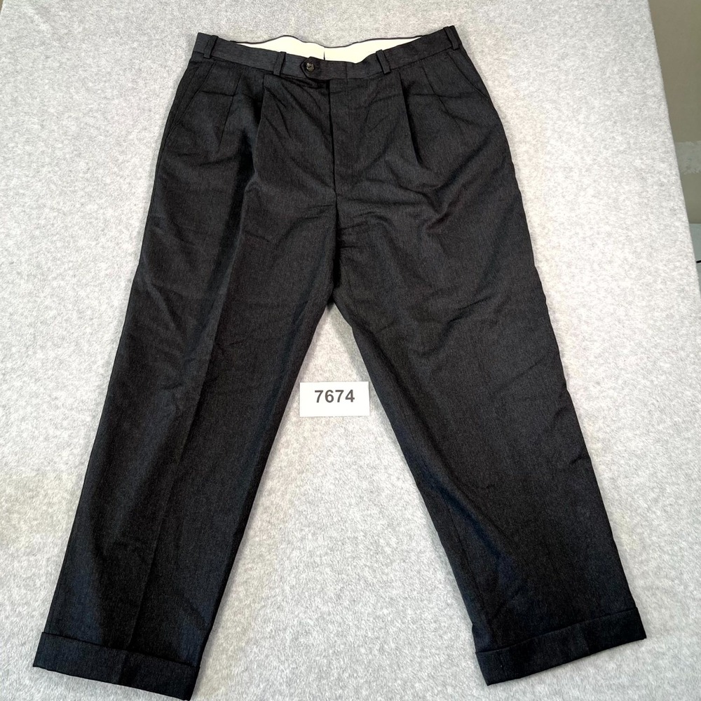Vintage Nordstrom by JB Britches Mens Dress Pants 40 Dark Gray Pure Virgin Wool
